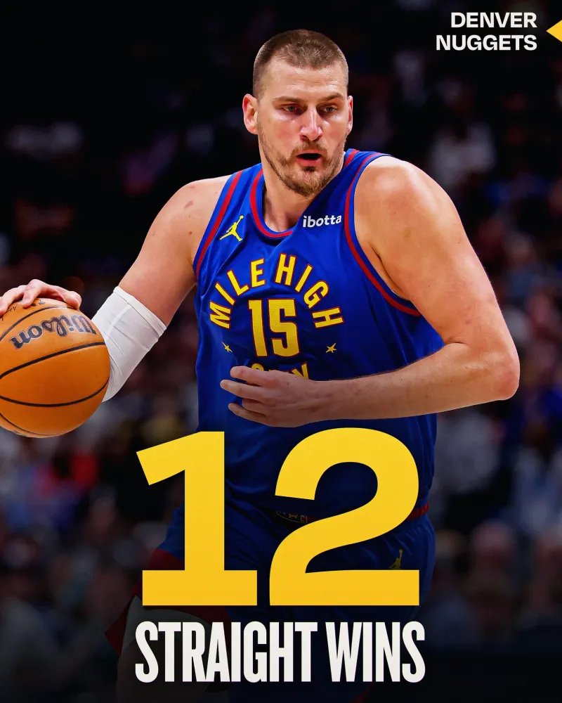 pg电子官网-势如破竹！NBA官方：恭喜掘金以3号种子和12连胜结束常规赛